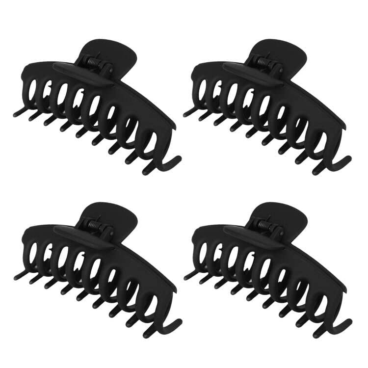 JHHSYU big hair claw clip black 4inch front view provides secure hold for thick hair.
