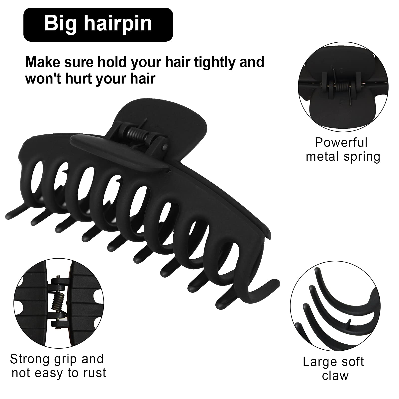 JHHSYU big hair claw clip black 4inch in bathroom routine keeps hair dry and tidy.