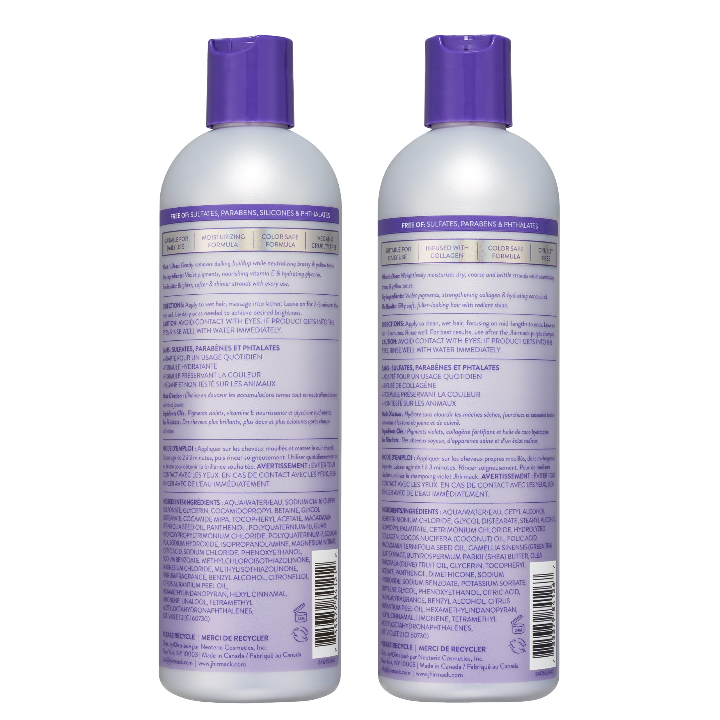 Jhirmack Silver Brightening set on display demonstrates at home care routine.