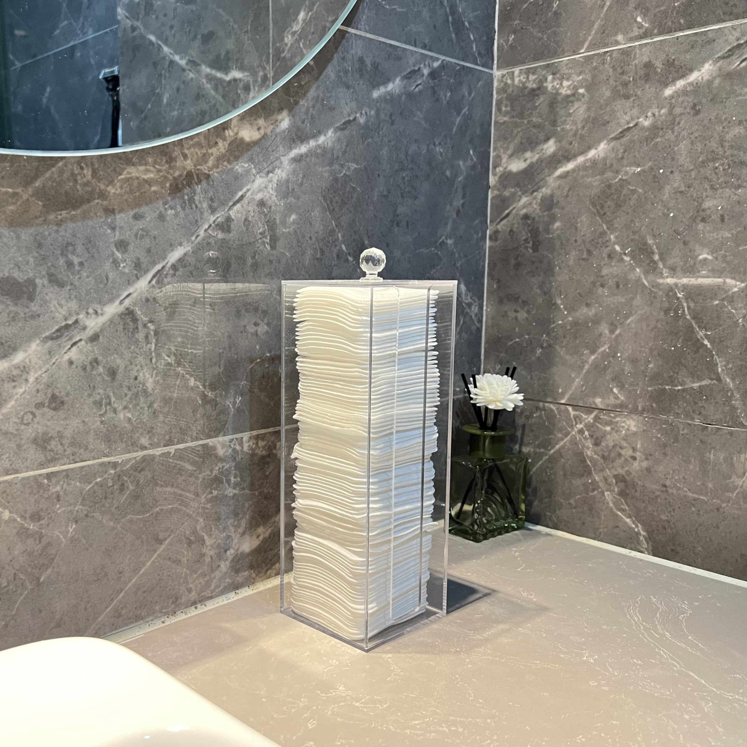 JHJFRAWY square cotton pad holder vanity keeps daily rituals tidy and accessible.