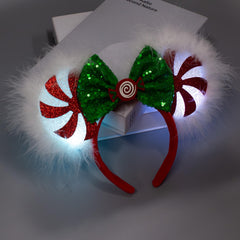 JIAHANG lollipop sequin bow ear headband with feather accents adds sparkle to events.