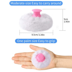 JIAKAI plush powder puff with blue handle for soft, even application.