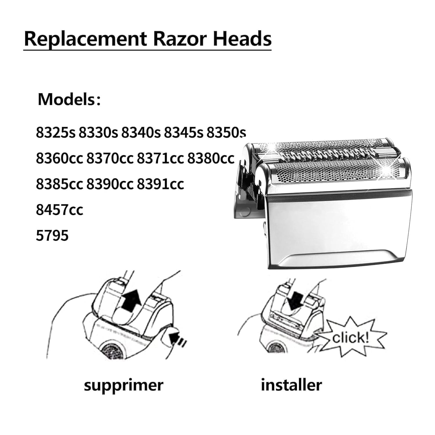 JIANCENGYU 83M replacement head side view fitting Braun Series 8 shavers precisely.