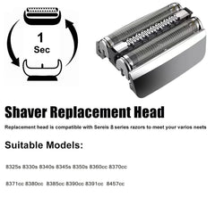 JIANCENGYU Braun Series 8 compatibility chart highlights broad model coverage.