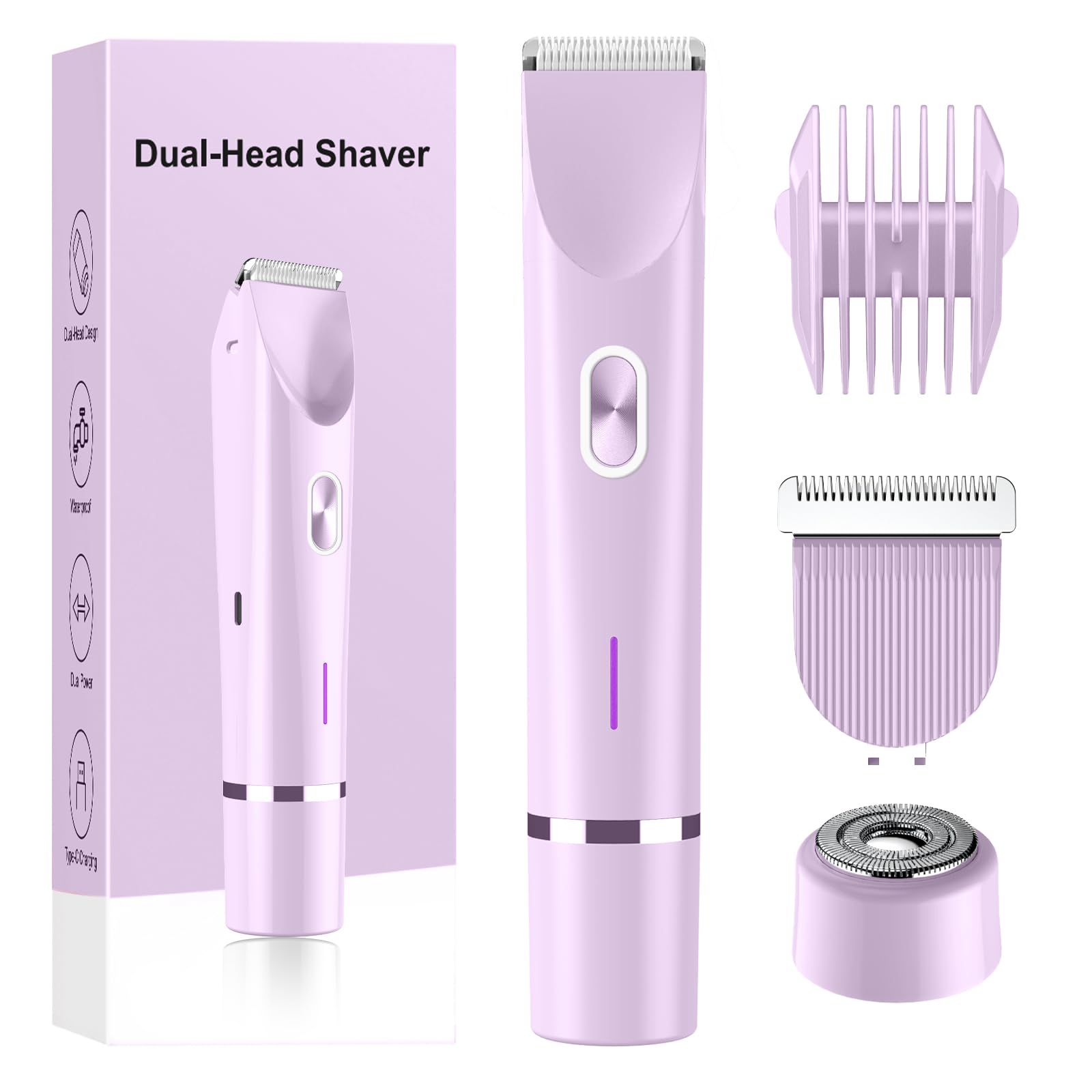 Jianeil bikini trimmer front view in purple for precise body grooming