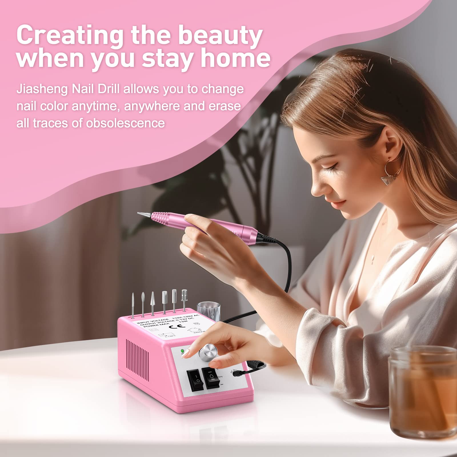 JIASHENG nail drill low-noise design minimizes vibration during sessions.