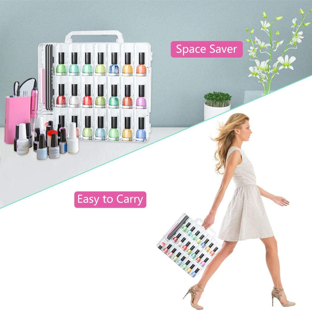 JIASHENG nail polish organizer clear material lets you view bottles at a glance.