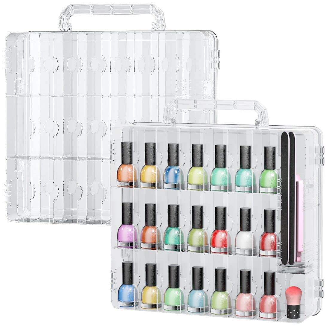 JIASHENG nail polish organizer front view shows clear visibility for quick shade selection.