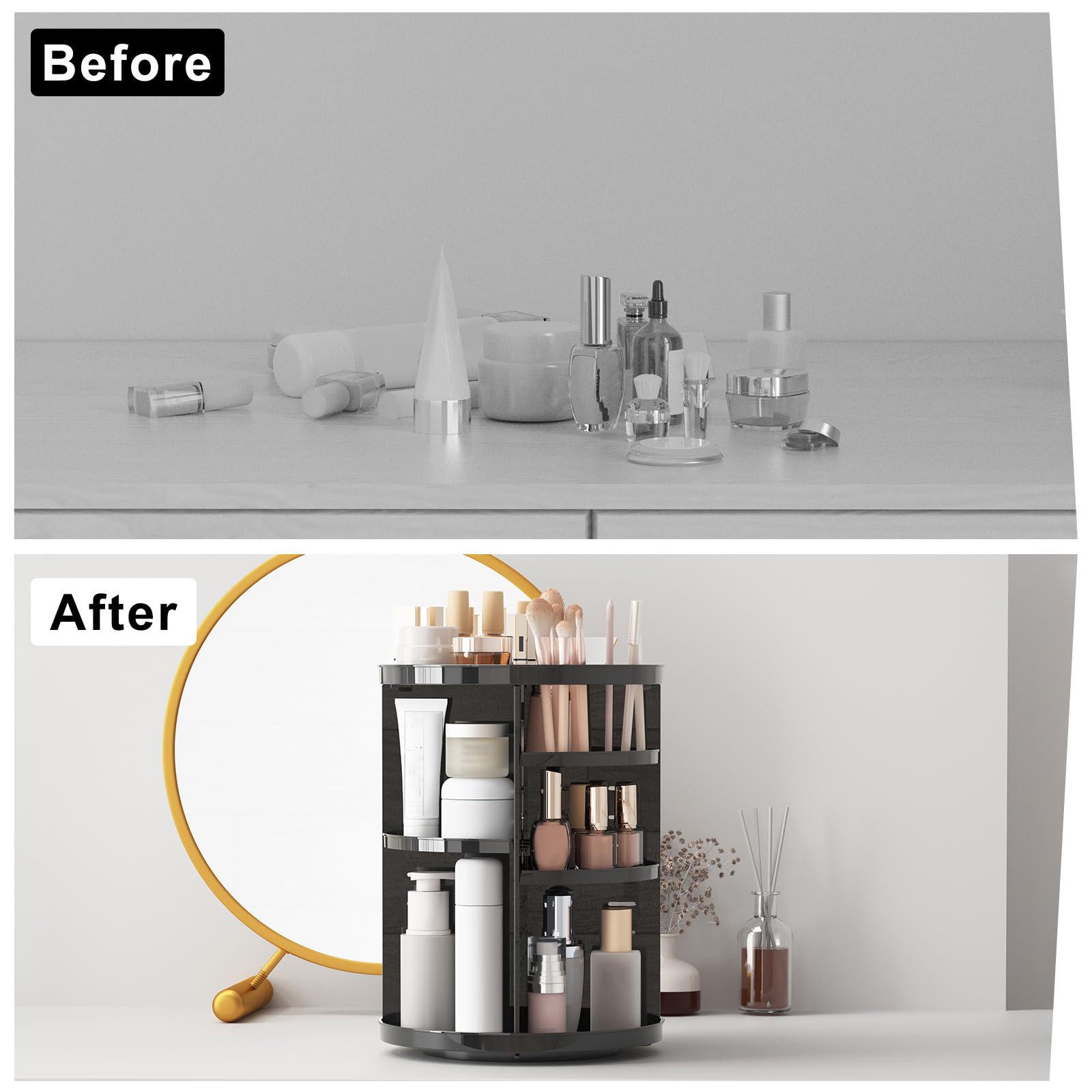 Jiavarry makeup brush holders and compartments for brushes and bottles
