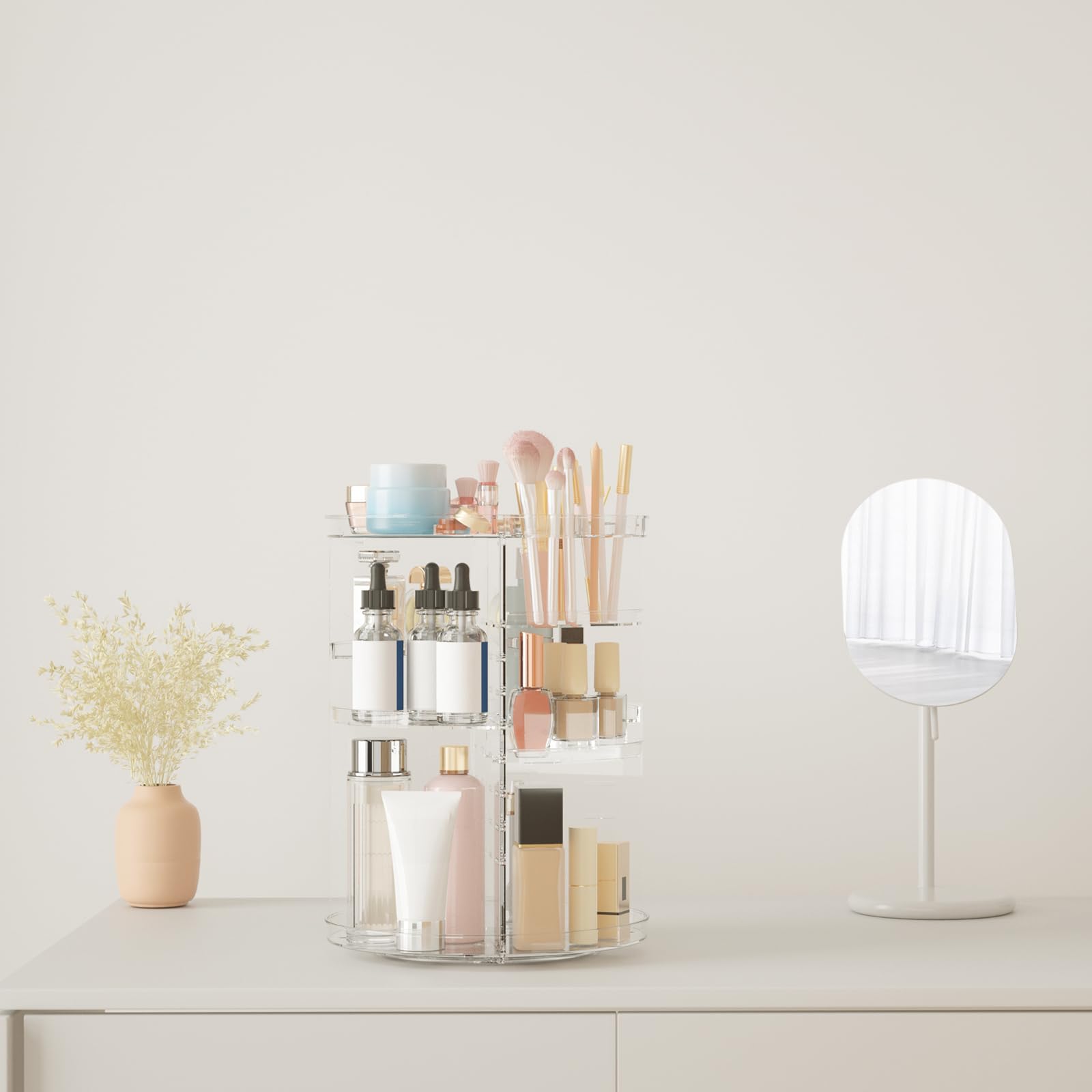 Jiavarry perfume tray compartments showcase fragrance storage within a tidy carousel.
