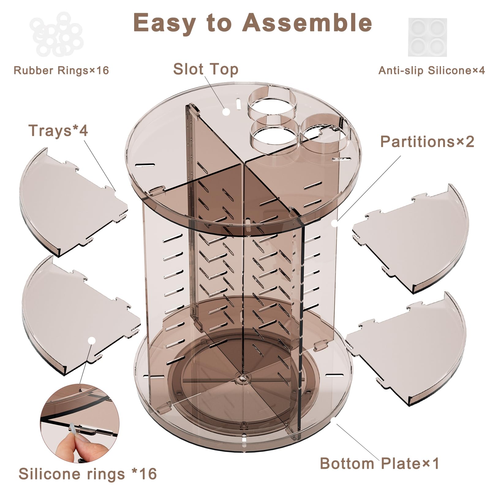Jiavarry organizer’s nine compartments fit brushes, perfumes, nails and more