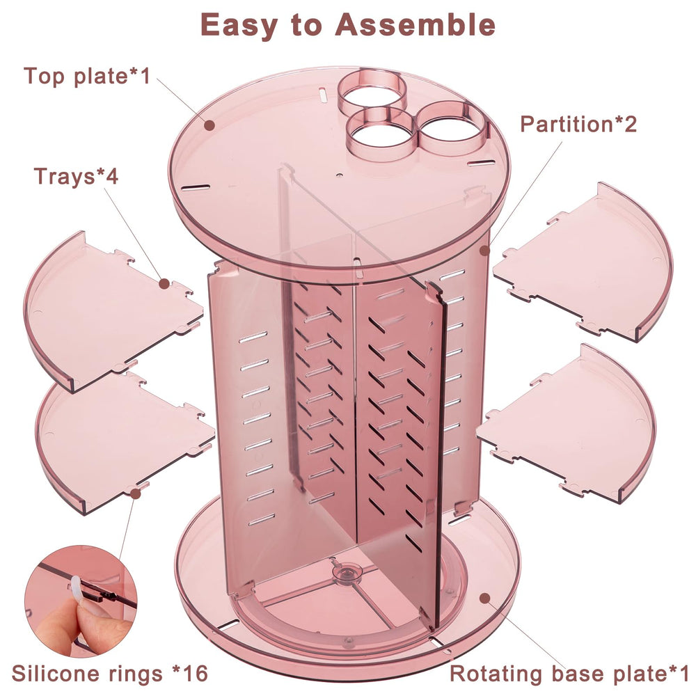 Jiavarry rotating makeup organizer packaging highlights easy-clean design.