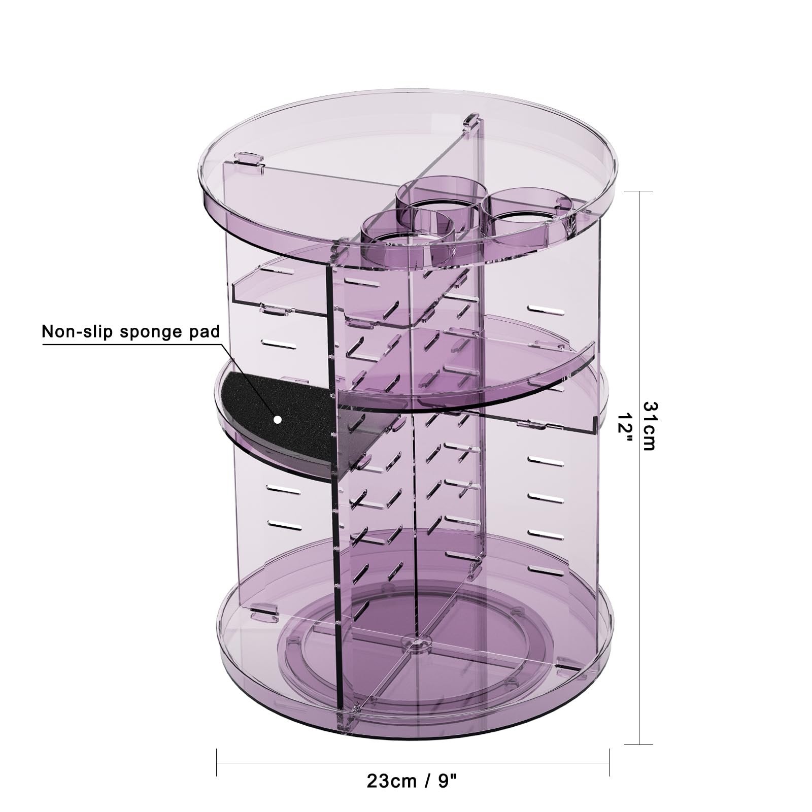 Jiavarry rotating makeup organizer base with silent balls ensures smooth, quiet spinning.