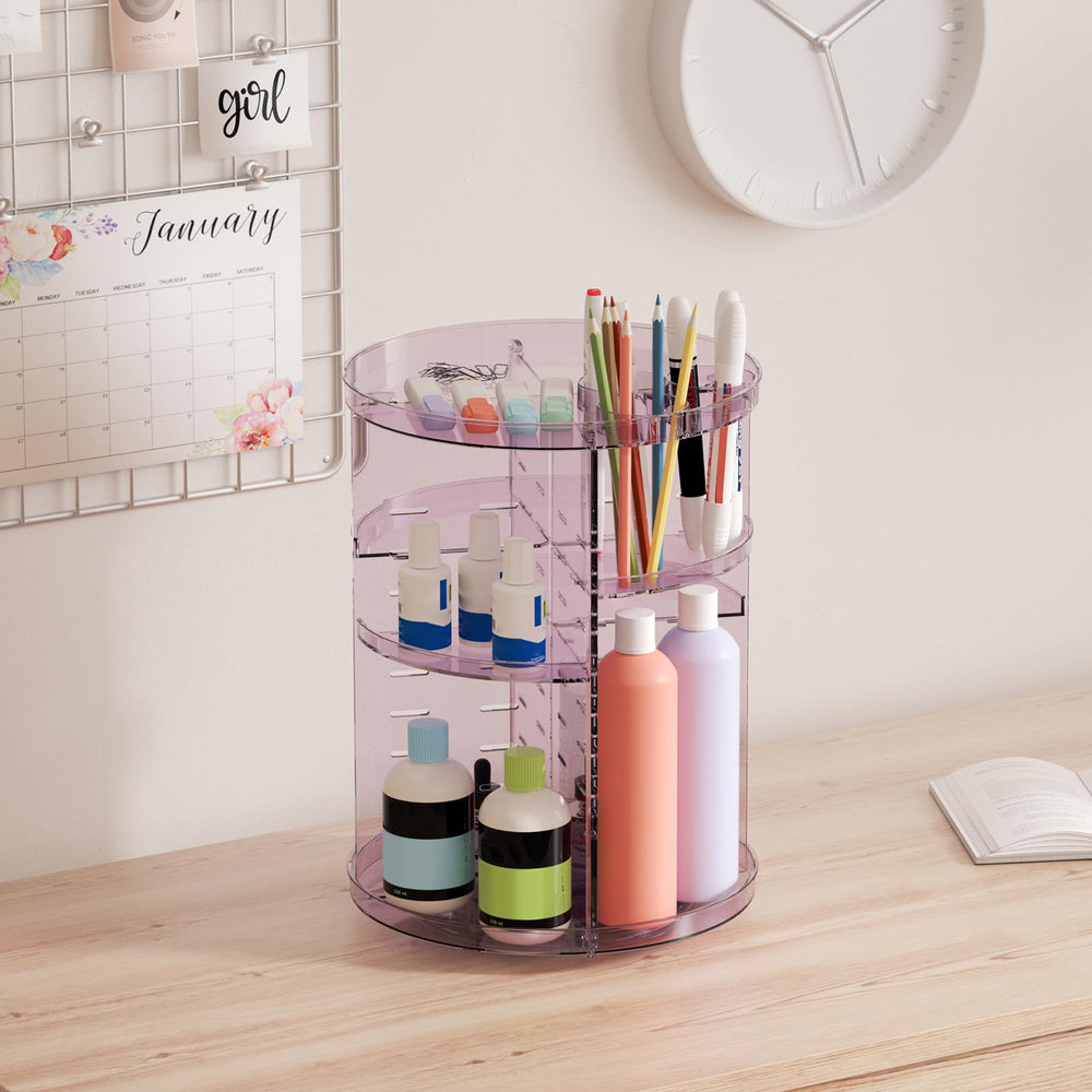 Jiavarry rotating makeup organizer desk corner storage suits vanity and bathroom setups.