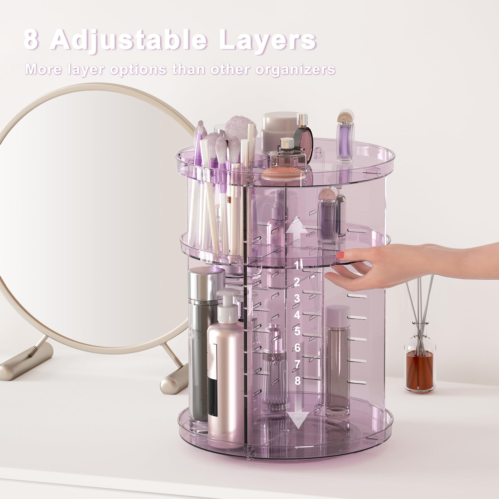 Jiavarry rotating makeup organizer detachable design simplifies cleaning and storage.