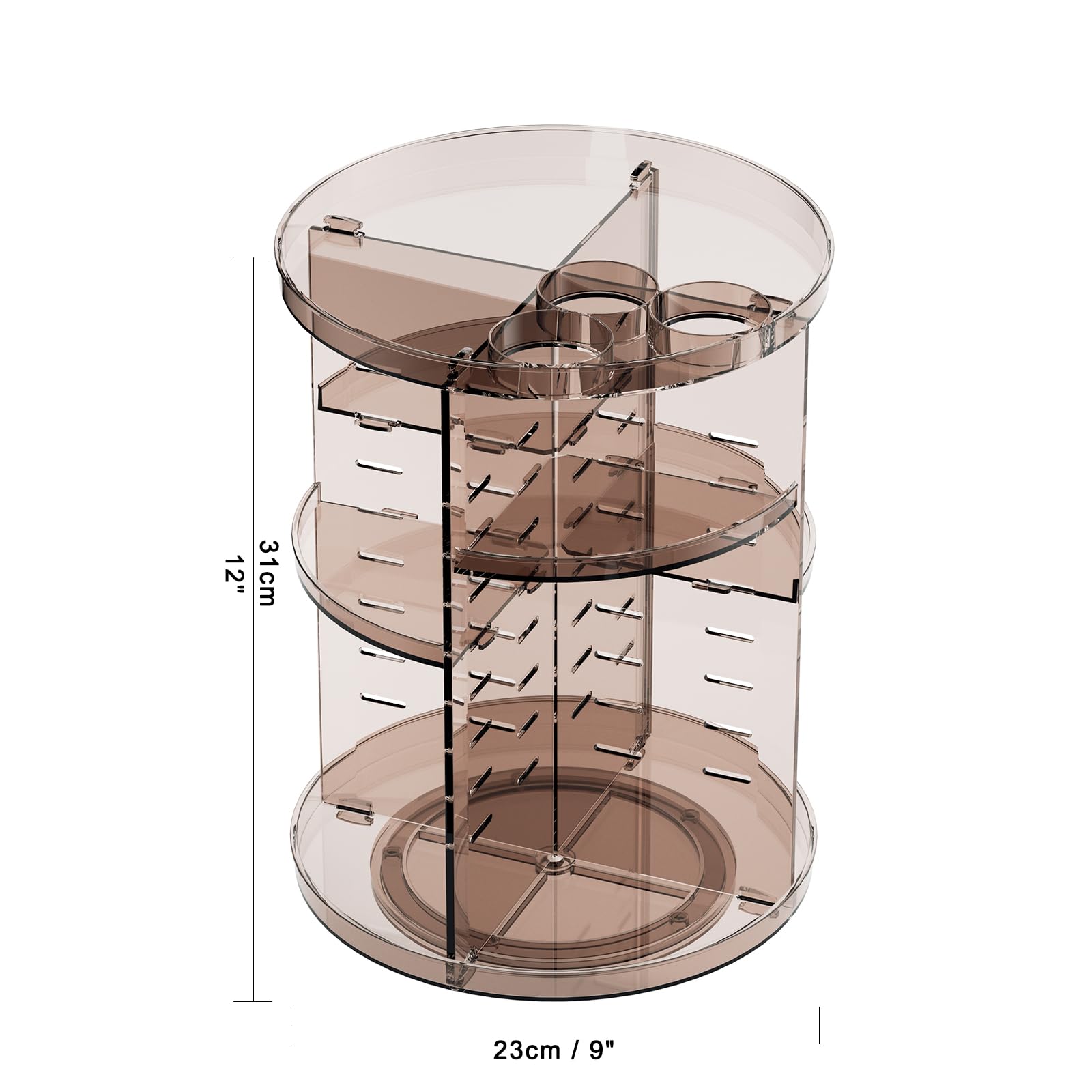 Jiavarry rotating makeup organizer in use on vanity keeps products accessible