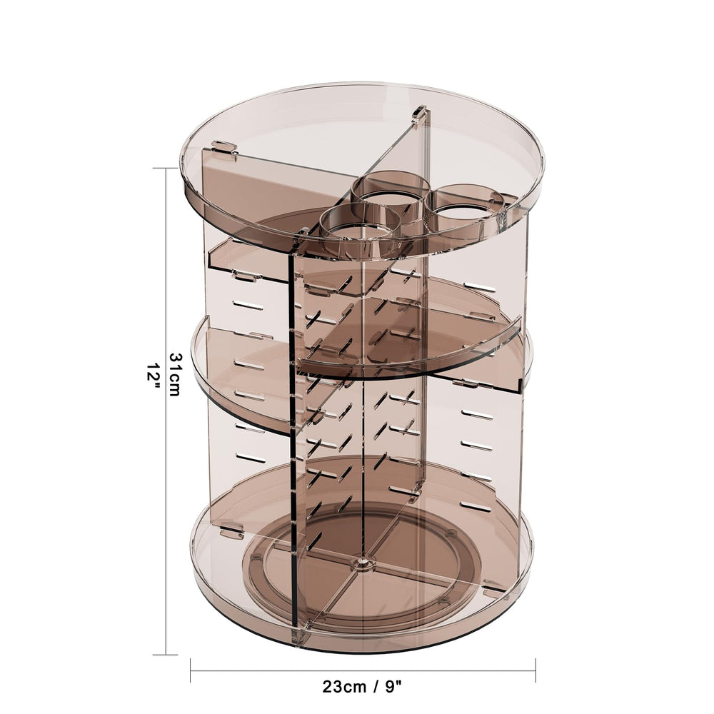 Jiavarry rotating makeup organizer in use on vanity keeps products accessible