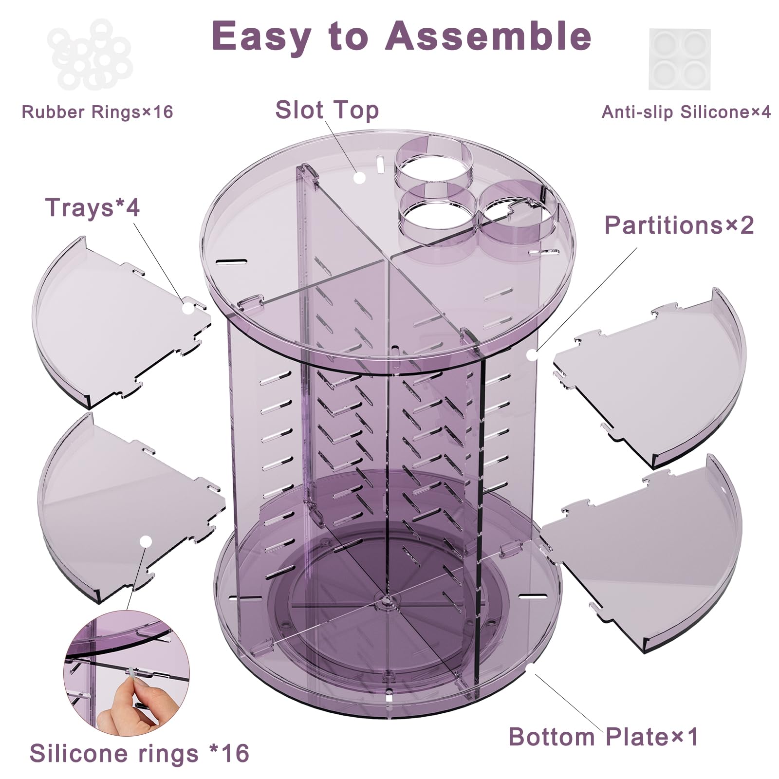 Jiavarry rotating makeup organizer makeup brush rack keeps brushes organized and accessible.