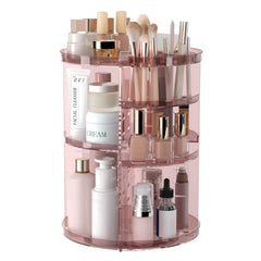 Jiavarry rotating makeup organizer top view shows clutter-free vanity storage.