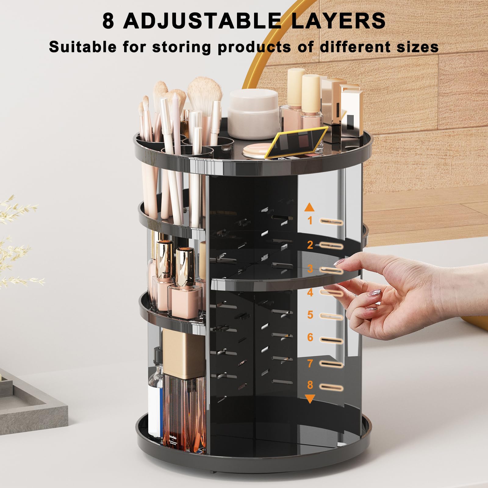 Jiavarry vanity top organizer displaying large capacity cosmetic storage