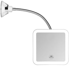 JiBen square flexible gooseneck mirror with suction cup in use for precise makeup.
