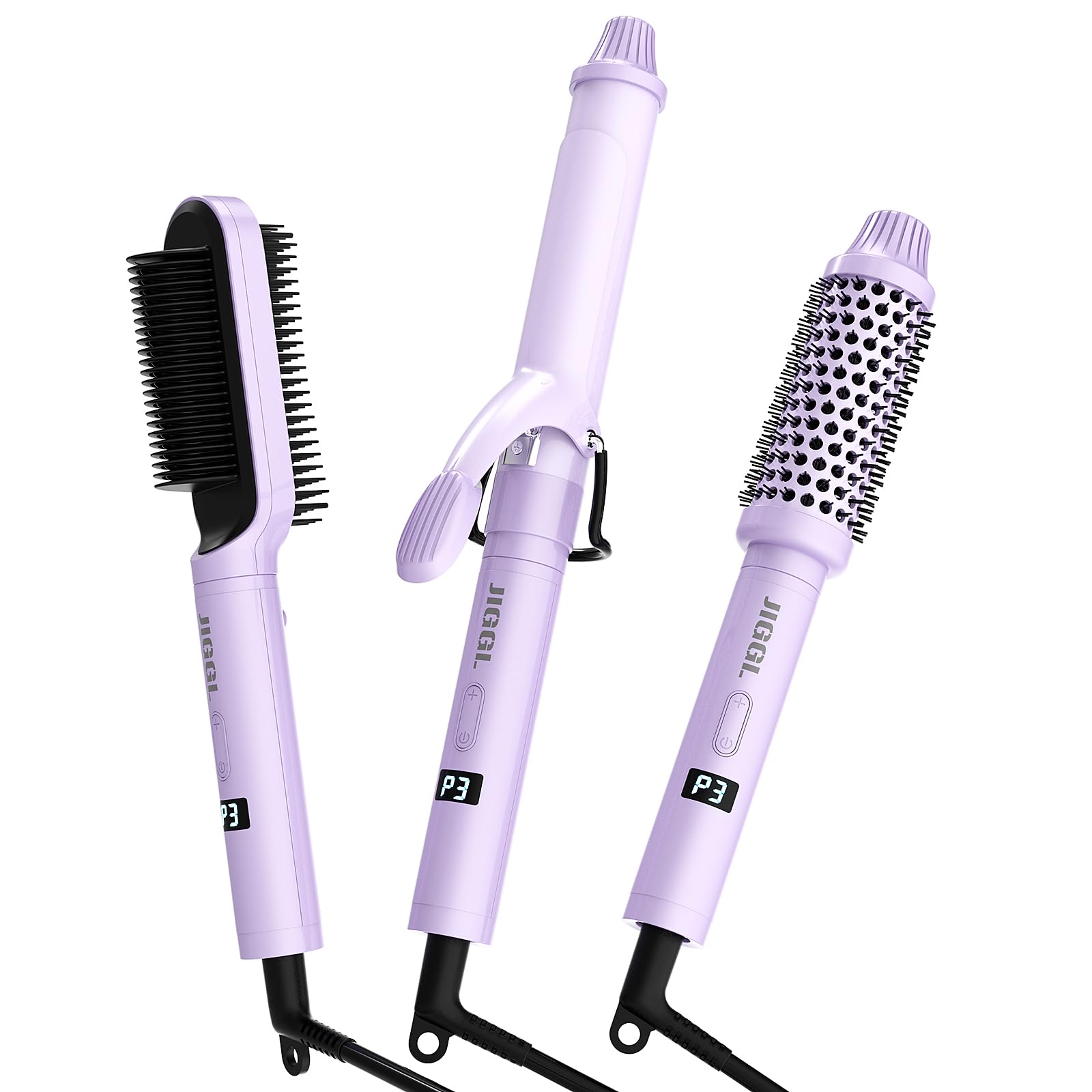 JIGGL 3-in-1 hair styler in a travel-compact setup for on-the-go styling