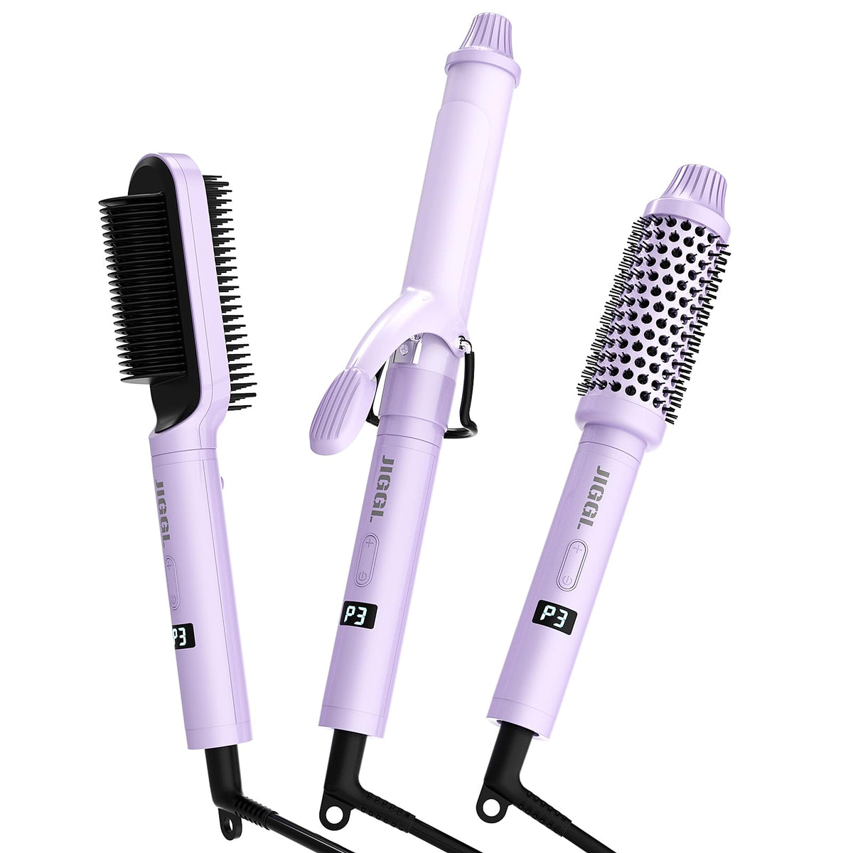 JIGGL 3-in-1 hair styler in a travel-compact setup for on-the-go styling