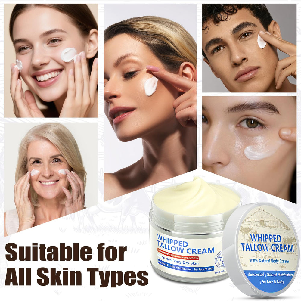 JIIANERY tallow-honey application on the face for deep, non-greasy moisture.