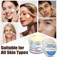 JIIANERY tallow-honey application on the face for deep, non-greasy moisture.