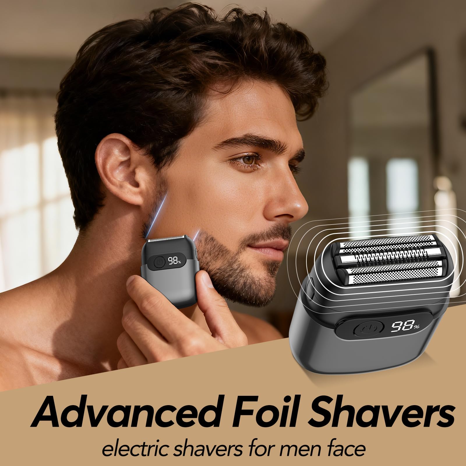 JIJ foil shaver LED display shows battery status for reliable charging