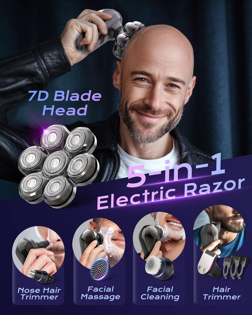 JIJ shaver magnetic detachable blade for easy cleaning and safer maintenance.