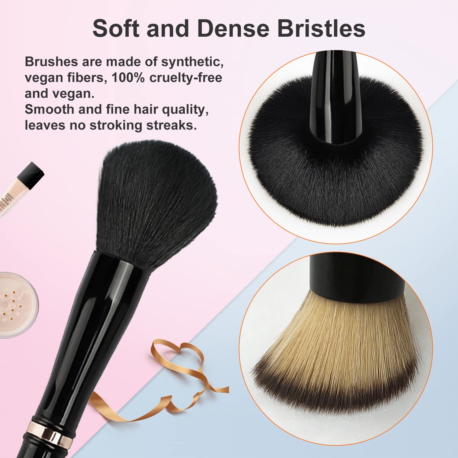 JILIER foundation/blush brush head for flawless liquid and cream formulas.