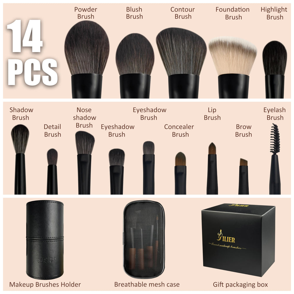 JILIER travel brush set with engraved handles for quick, organized use.