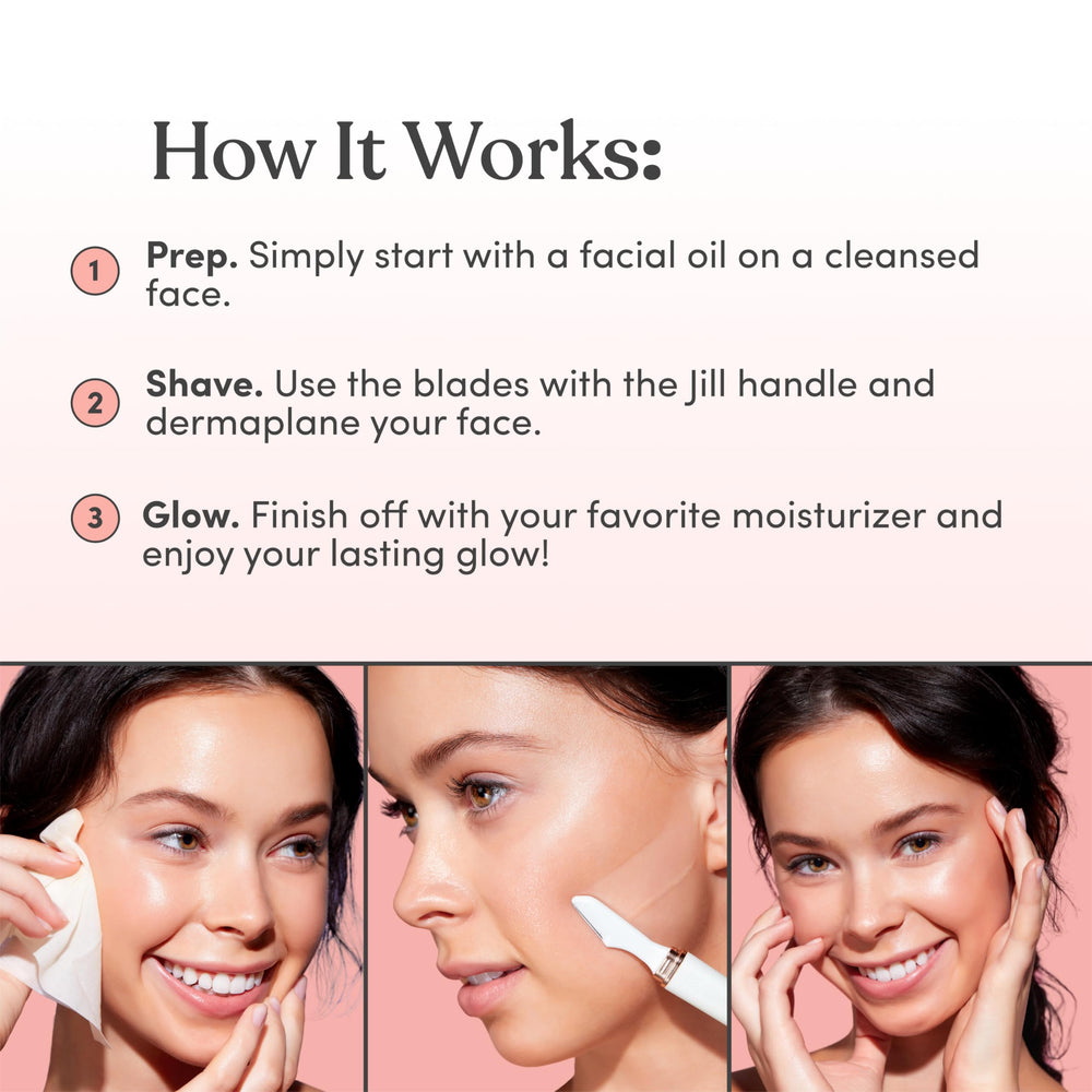 Jill Dermaplane Razor Trial Kit cleaning cloth for post-shave cleansing.