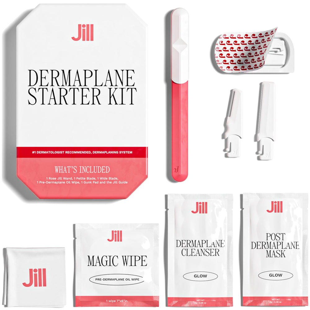 JILL Dermaplane Starter Kit in Rose packaging for easy at-home glow routine