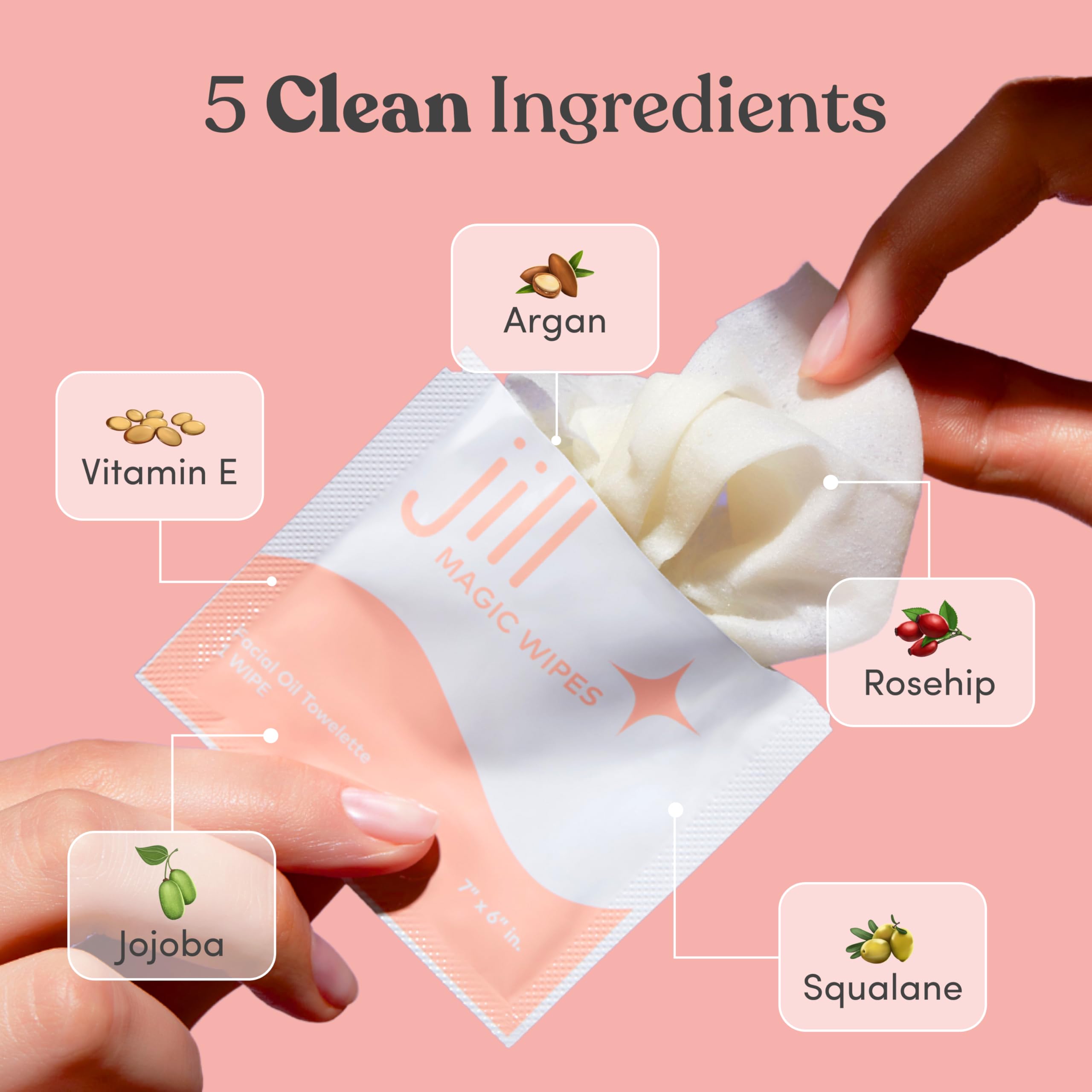 JILL Magic Wipes pre-shave step demonstrates quick skin prep for dermaplaning.