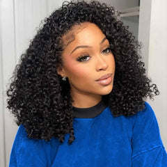 Jilnor Curly Half Wig unprocessed Brazilian hair closeup for natural texture and shine.