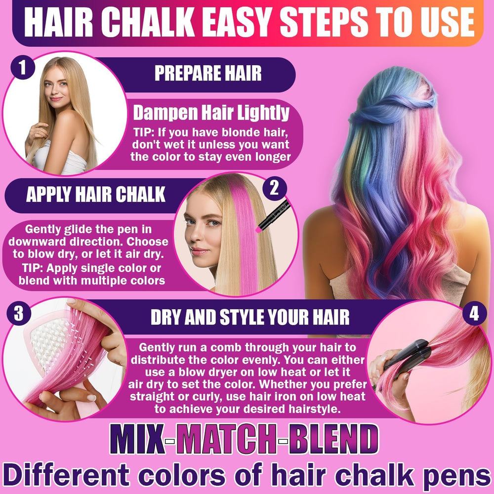 Jim&Gloria dustless hair chalk application setup demonstrates twist-up ease for quick color.