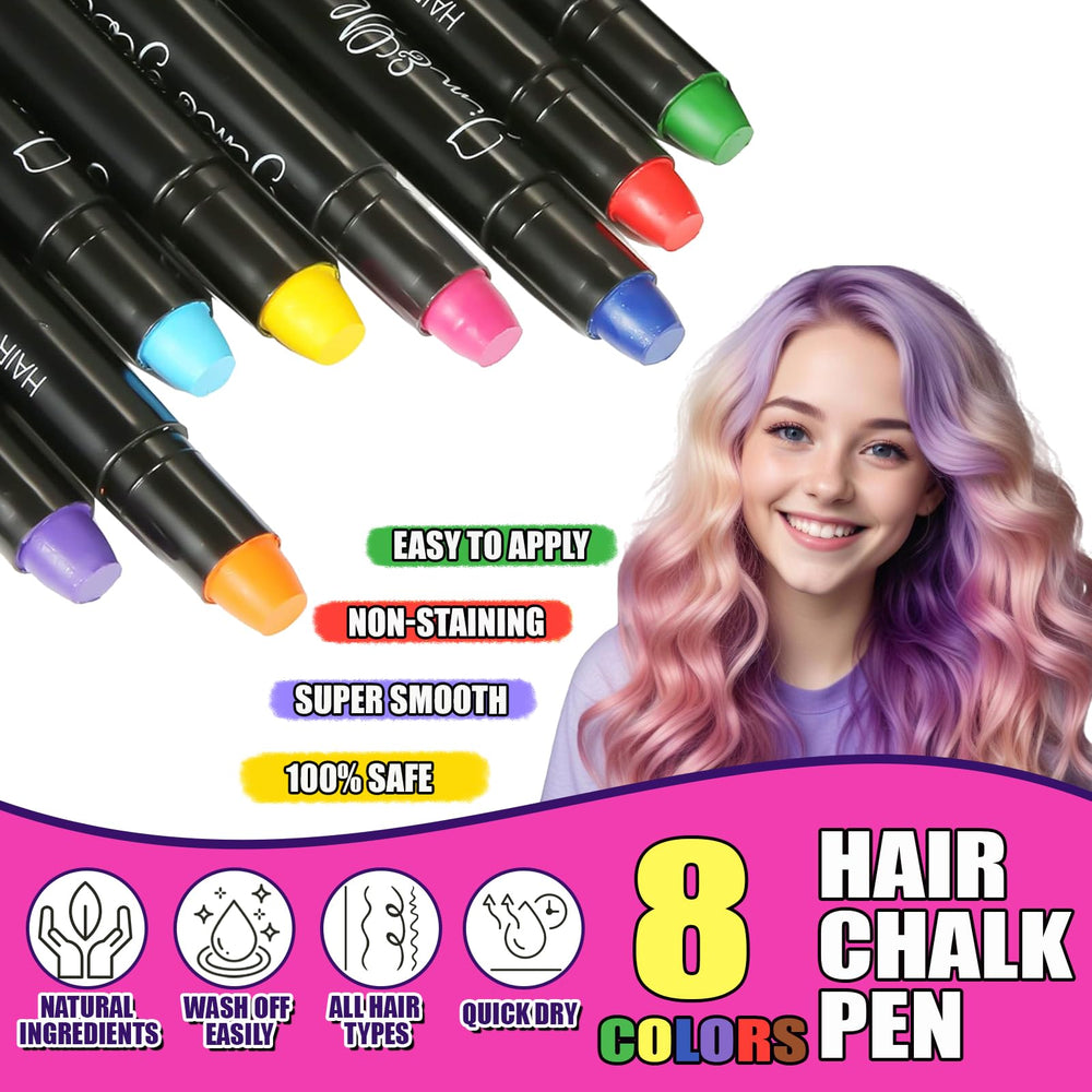 Jim&Gloria dustless hair chalk safety design emphasizes kid-friendly blunt tips.