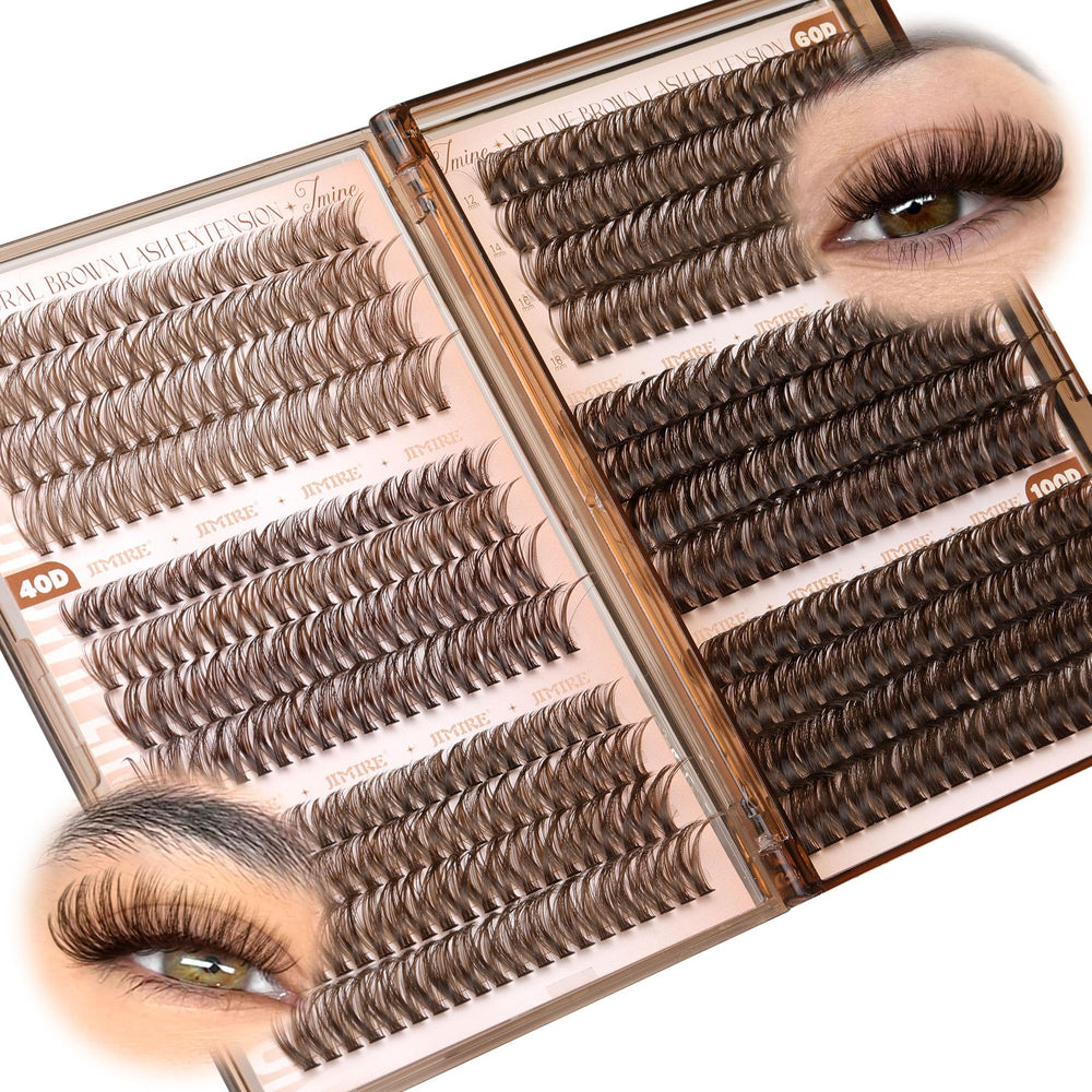 JIMIRE brown lash clusters packaged set for versatile daily looks.