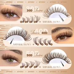 JIMIRE brown lash clusters six styles for customizable volume.