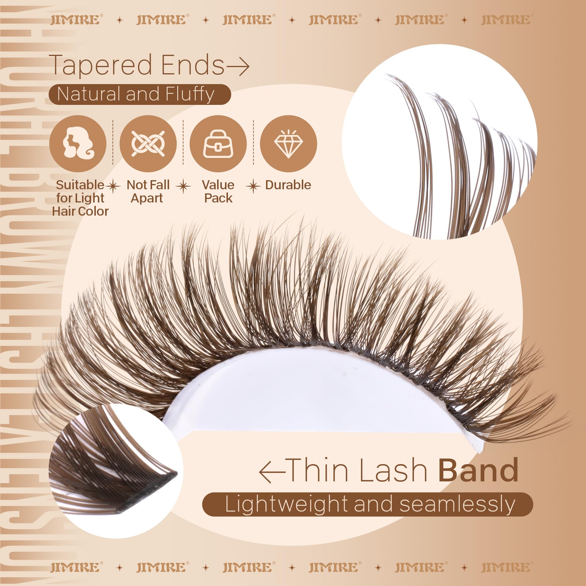 JIMIRE soft brown hue blends with lighter hair tones.