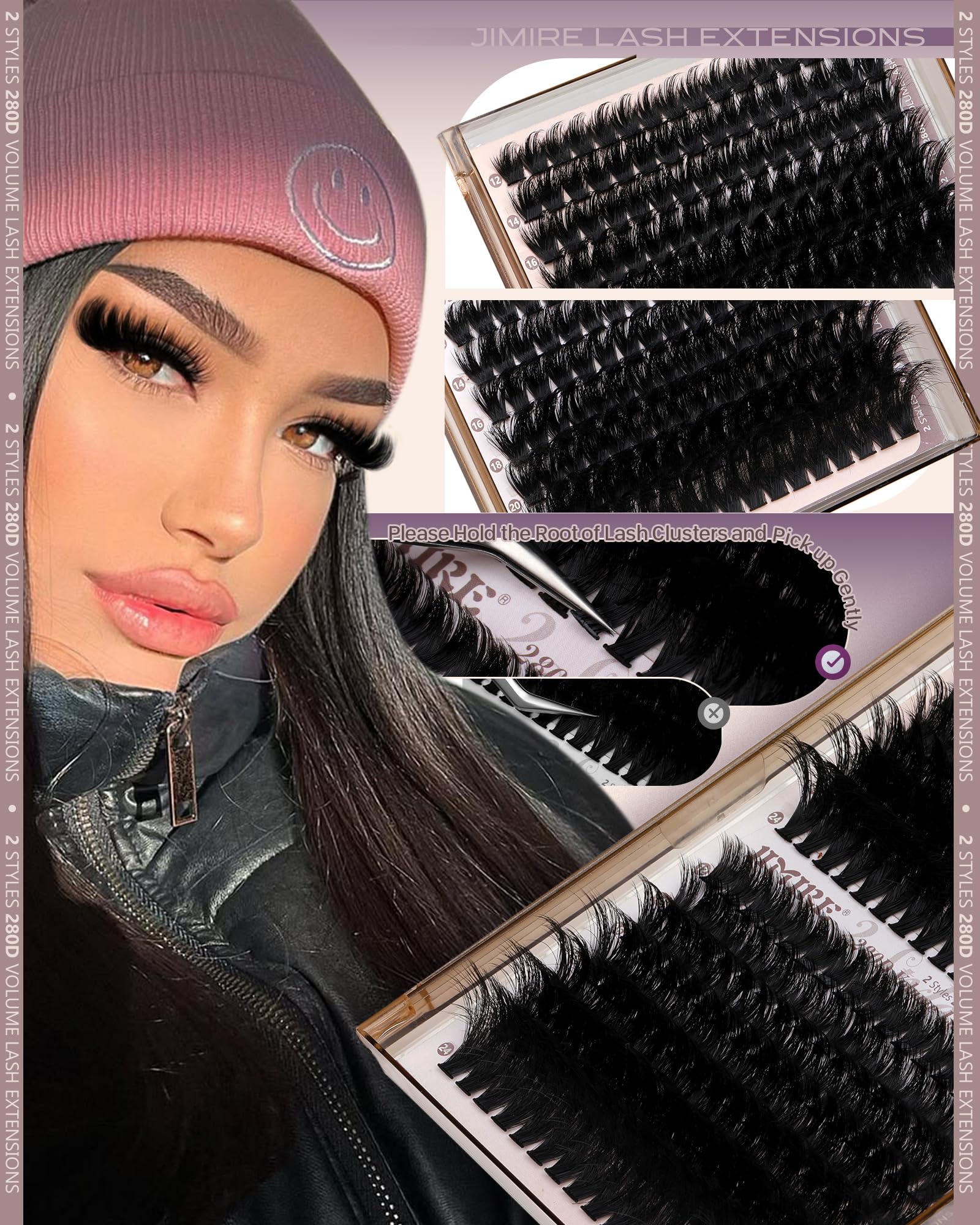 JIMIRE D-curl lash-band close-up shows ultra-lightweight, secure wear.