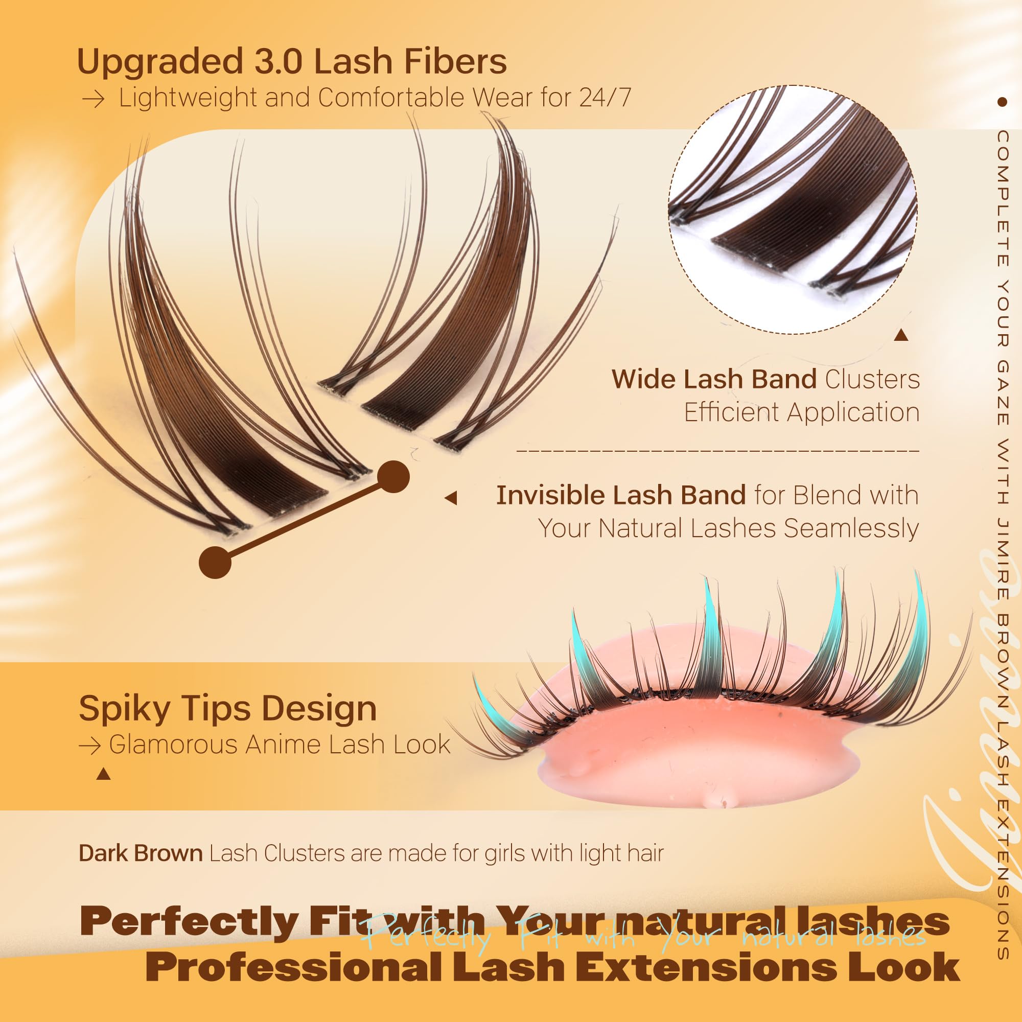 JIMIRE Dark Brown Lash Clusters wispy look for subtle eye definition