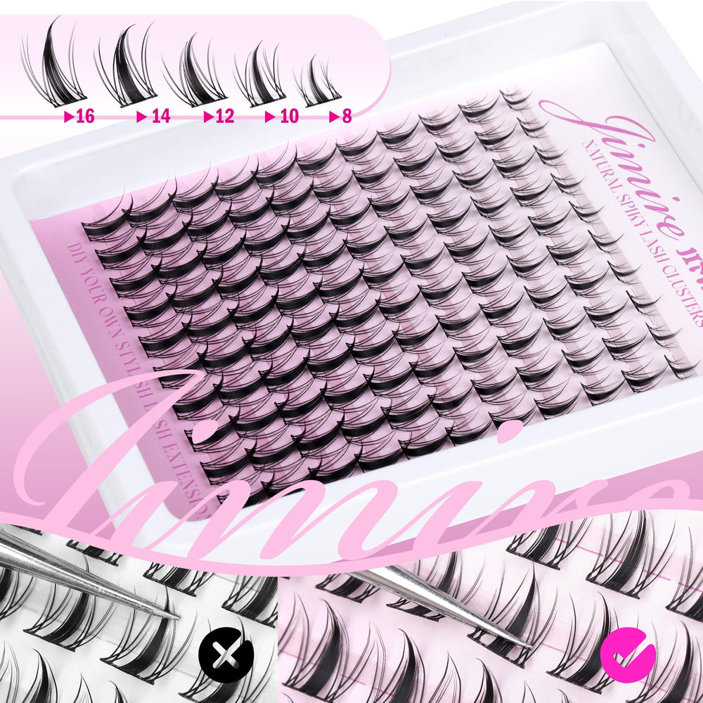 JIMIRE DIY lash extensions setup with tweezers for precise placement.