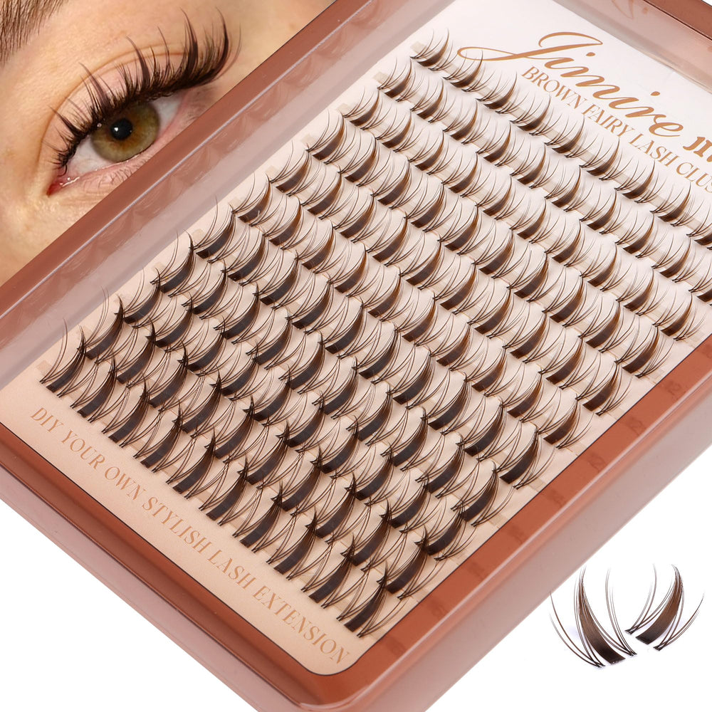 JIMIRE Fairy Brown Lash Clusters close-up showing natural wispy lashes for everyday glamour