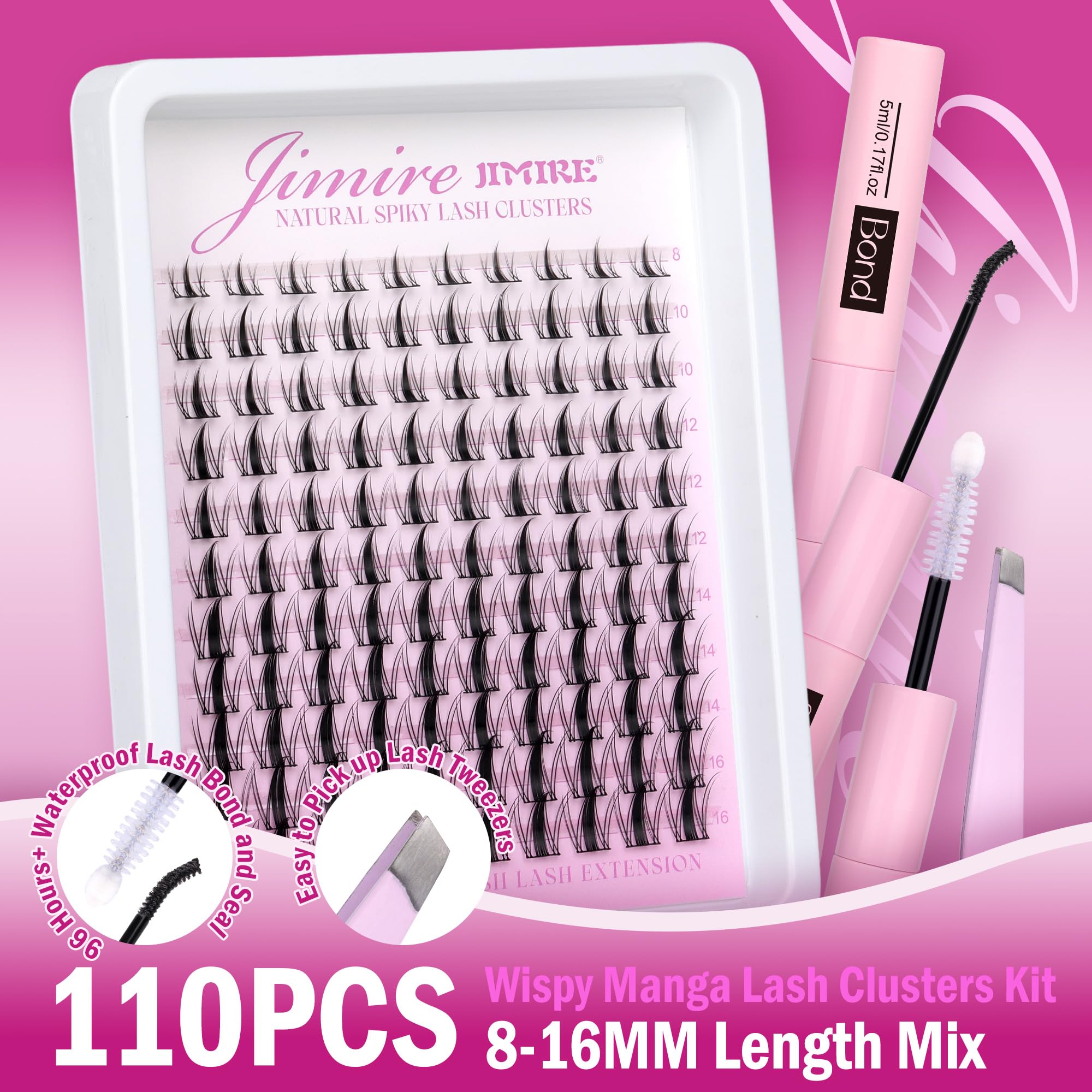 JIMIRE lash bond and seal included for secure, long-lasting wear.