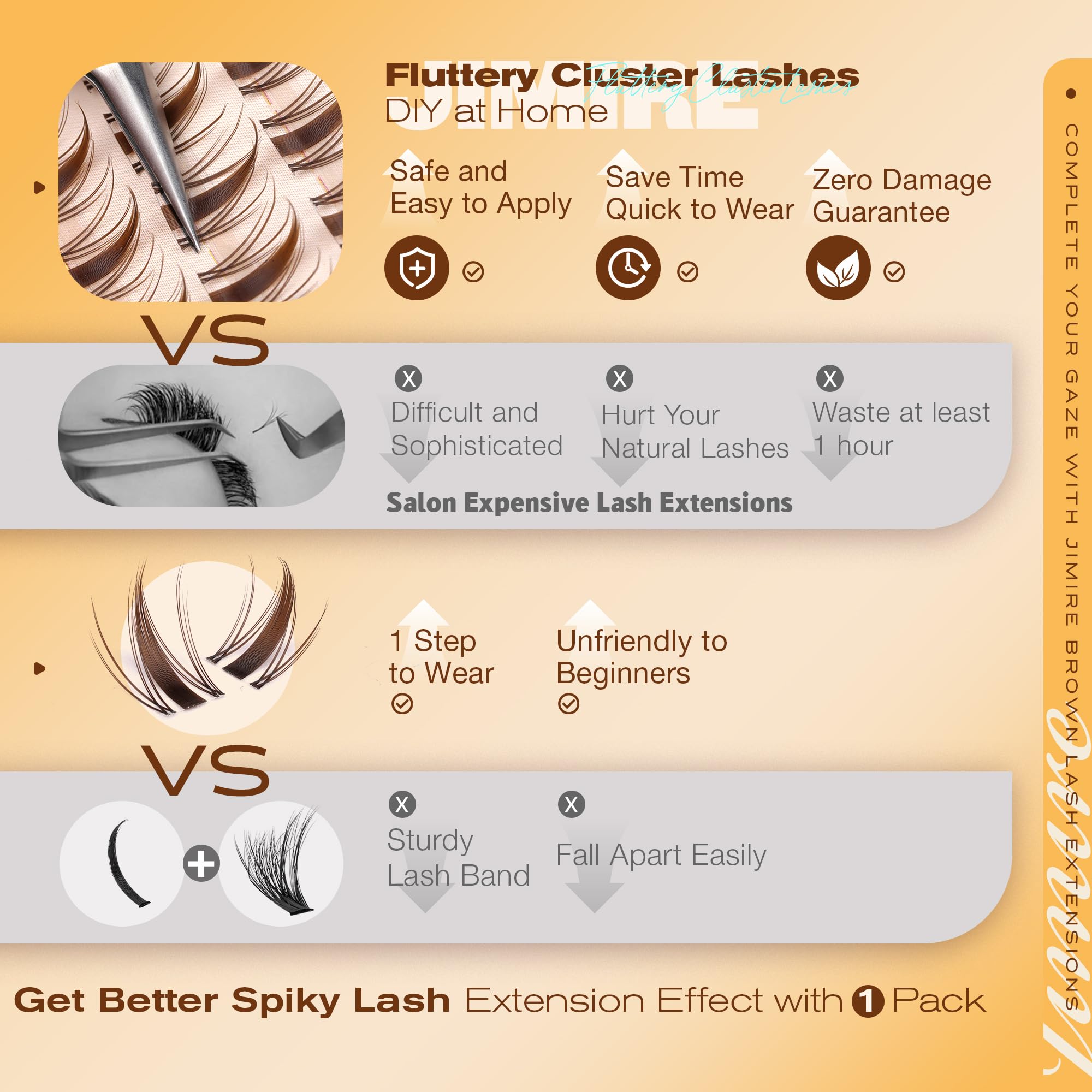 JIMIRE Mixed-length lash clusters 10-12-14-16mm for customizable look