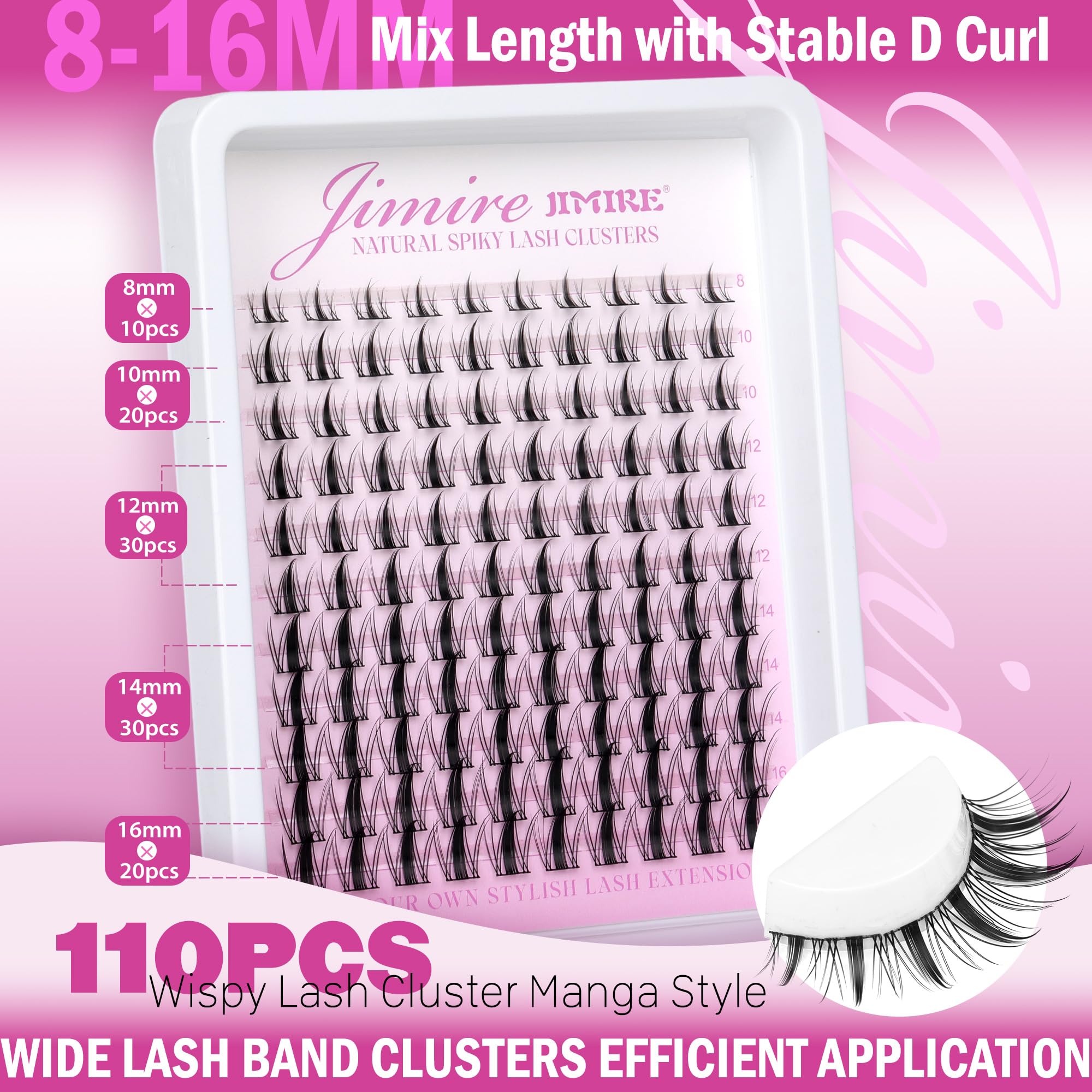 JIMIRE manga lash clusters offer a natural, seamless look similar to extensions.