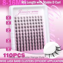 JIMIRE manga lash clusters offer a natural, seamless look similar to extensions.